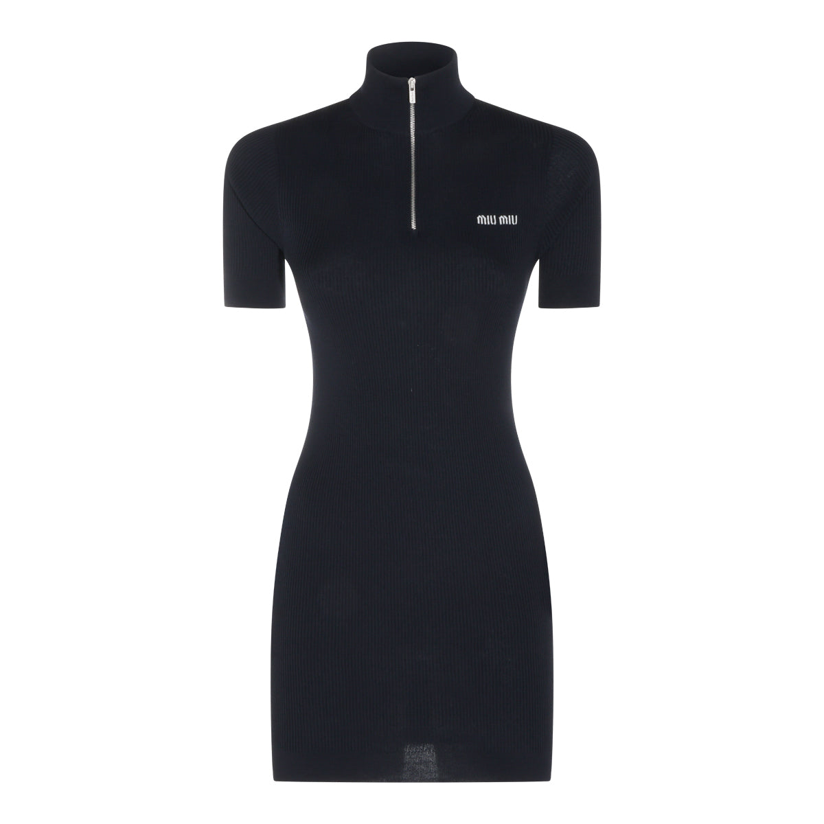 BLUE COTTON STRETCH MINI DRESS
