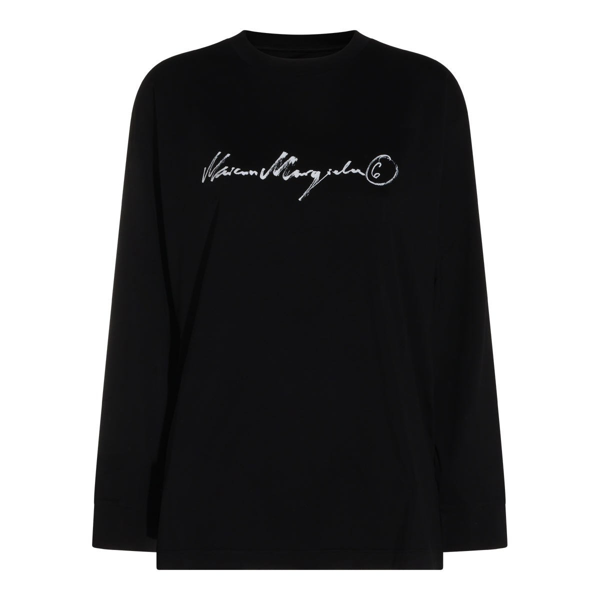 BLACK COTTON HANDWRITTEN T-SHIRT