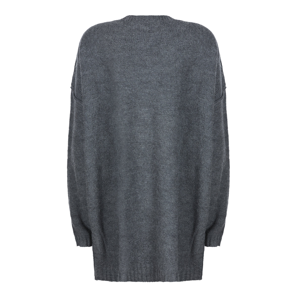 GREY MELANGE COTTON AND WOOL BLEND KNITWEAR