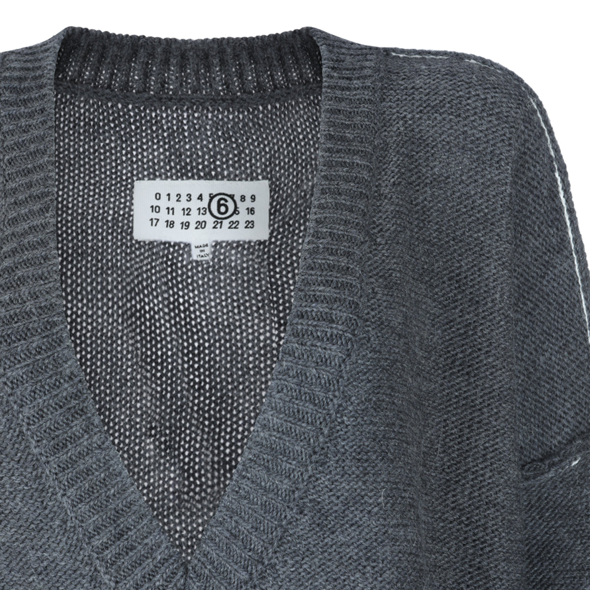 GREY MELANGE COTTON AND WOOL BLEND KNITWEAR