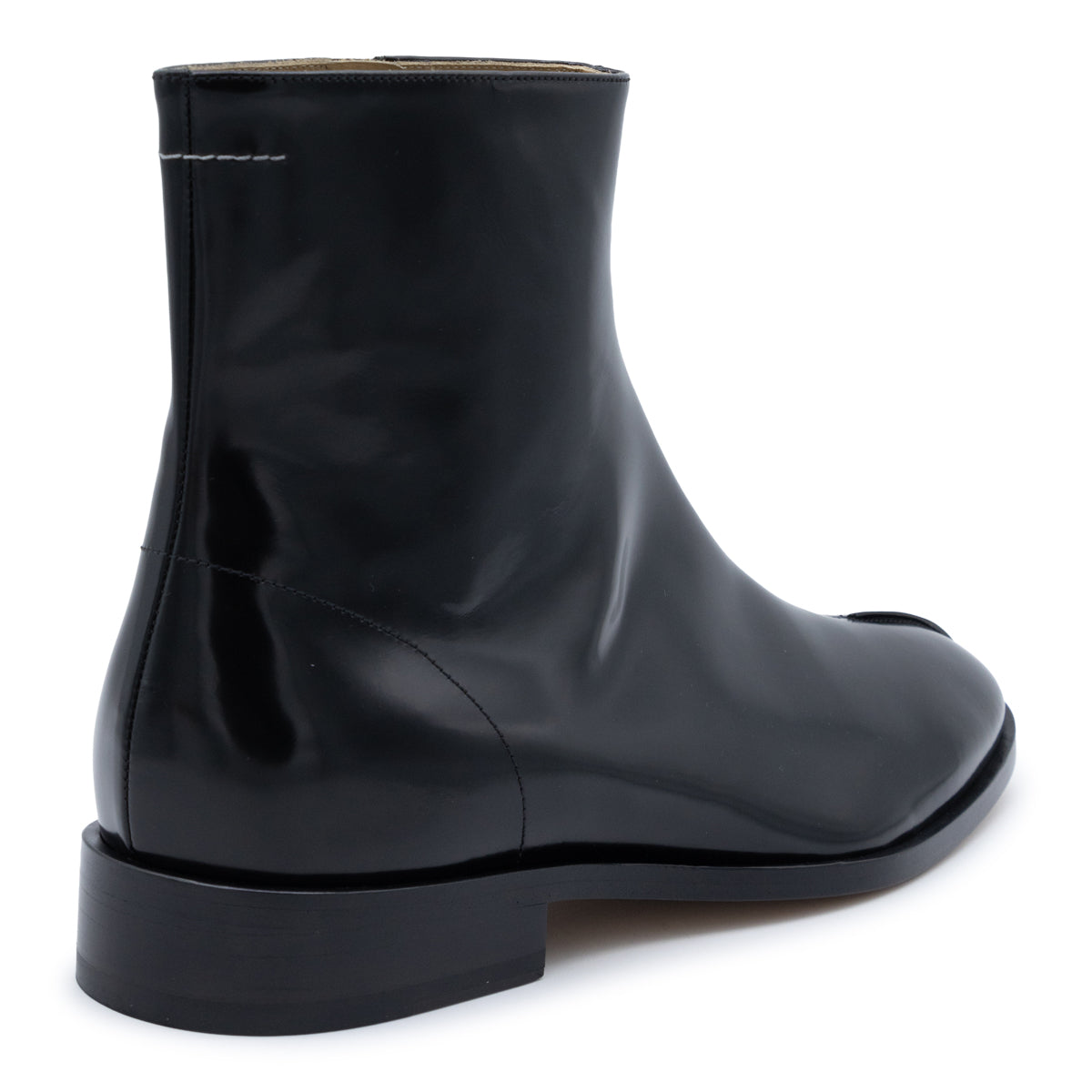 BLACK LEATHER ANKLE BOOTS