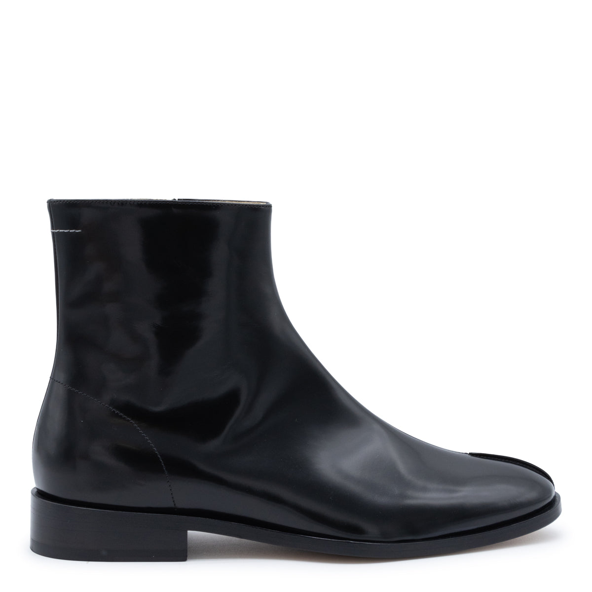 BLACK LEATHER ANKLE BOOTS