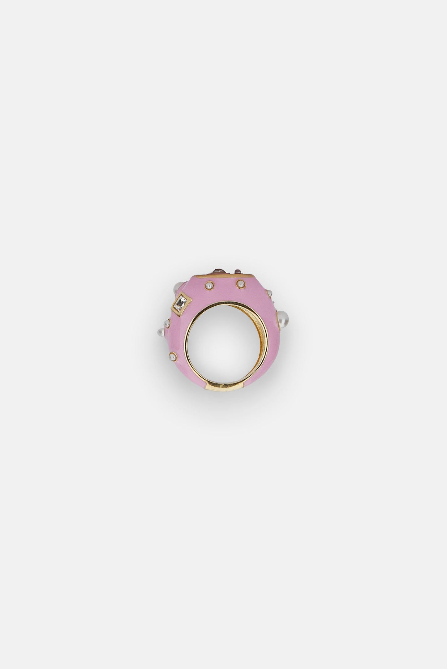 ENAMELED RING WITH CRYSTALS AND BEADS