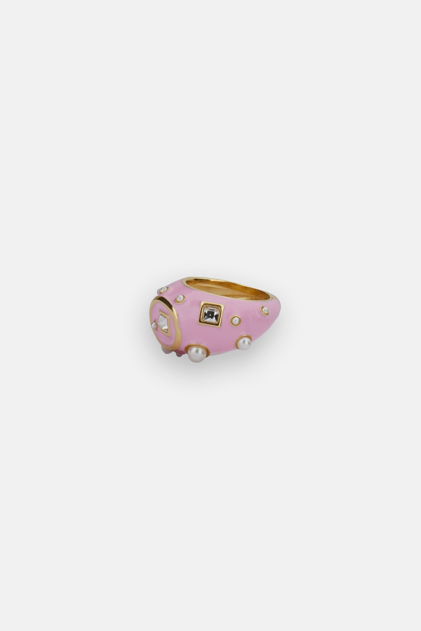 ENAMELED RING WITH CRYSTALS AND BEADS