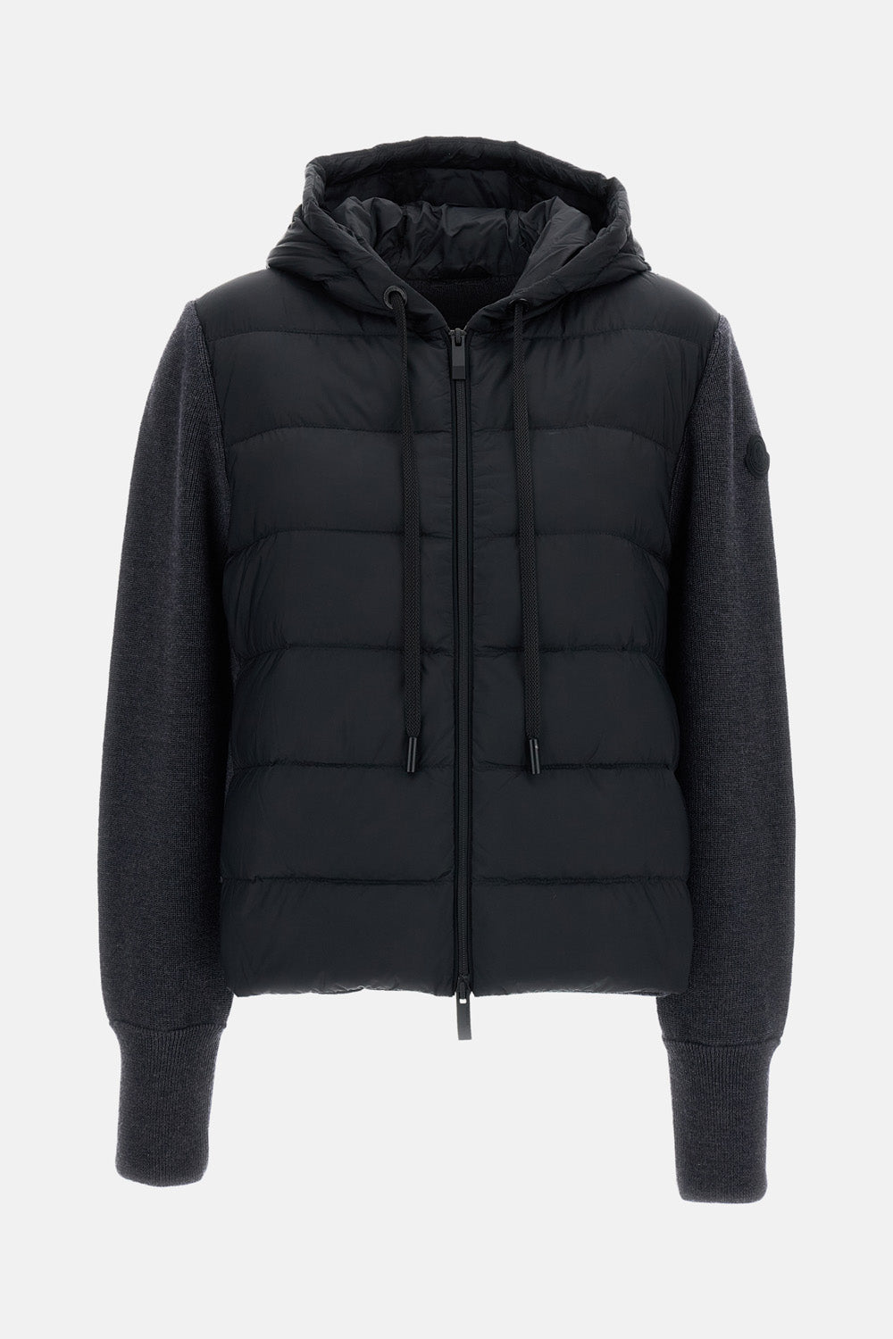 WOOL HOODED PADDED ZIP-UP CARDIGAN