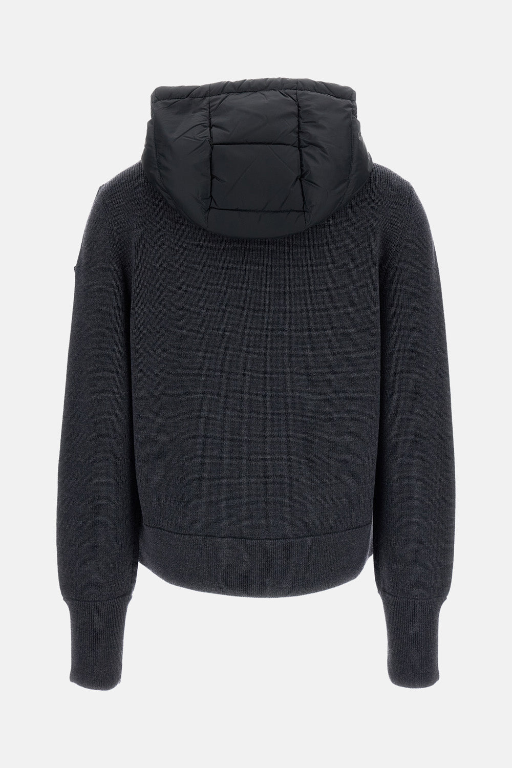 WOOL HOODED PADDED ZIP-UP CARDIGAN