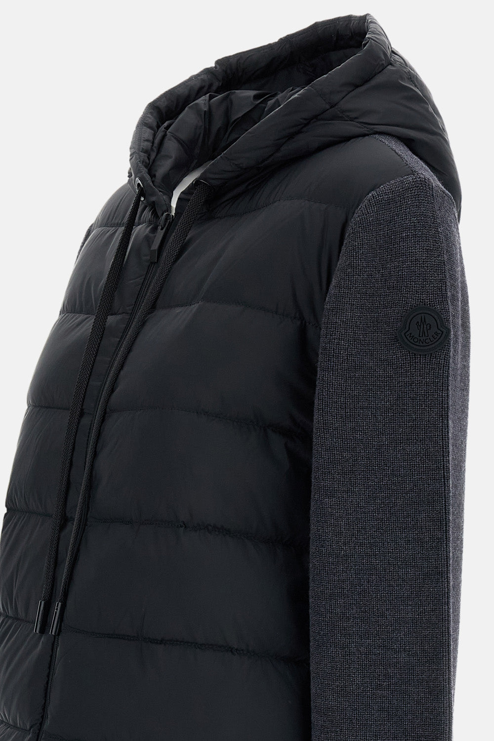 WOOL HOODED PADDED ZIP-UP CARDIGAN