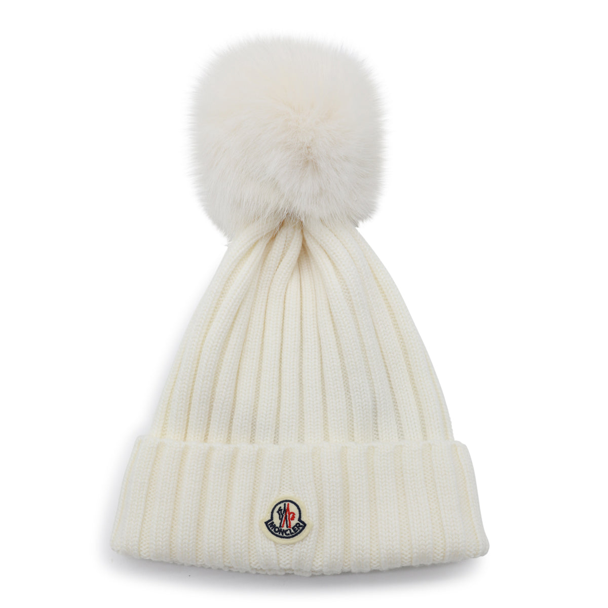 WHITE WOOL POM POM BEANIE