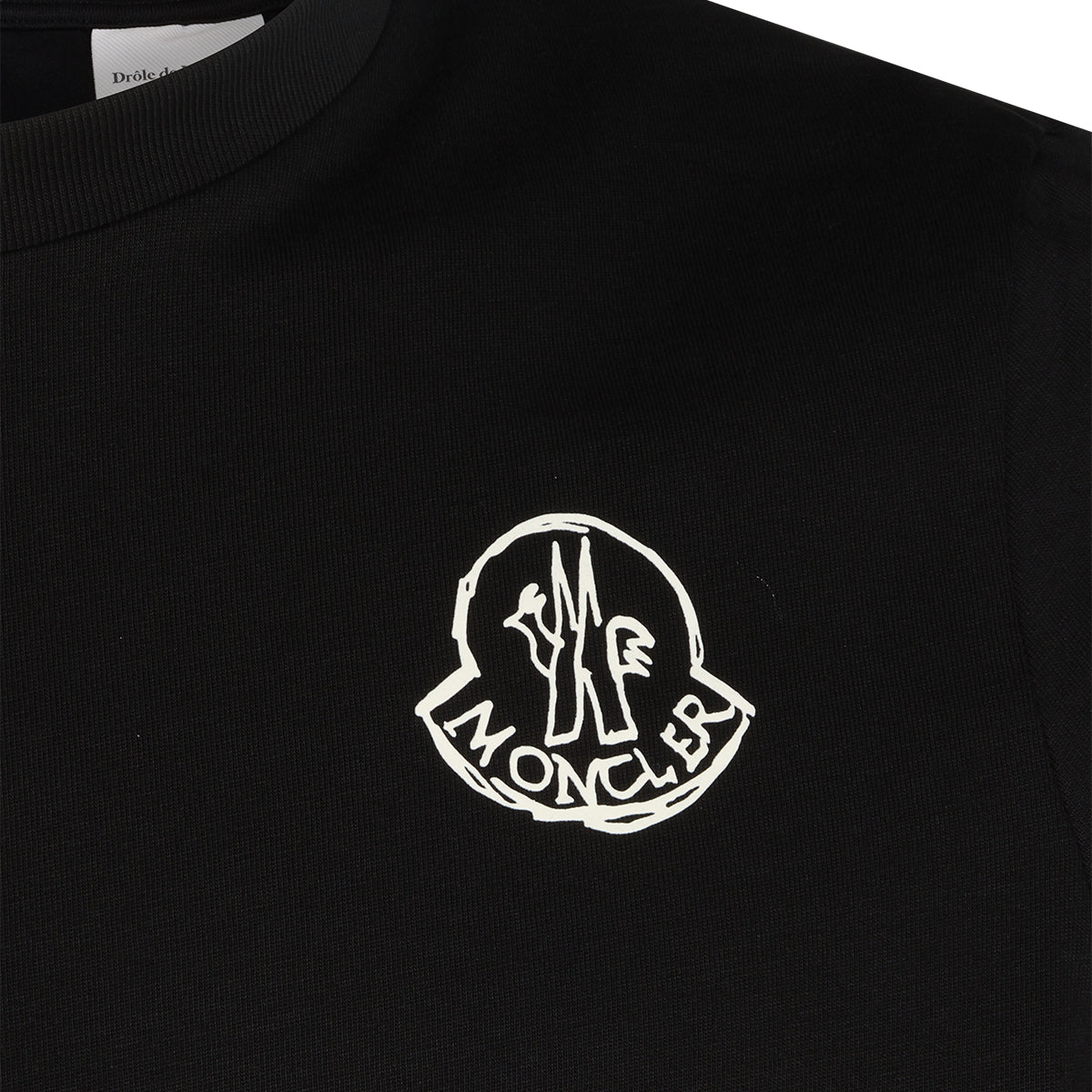 BLACK COTTON LOGO PATCH T-SHIRT