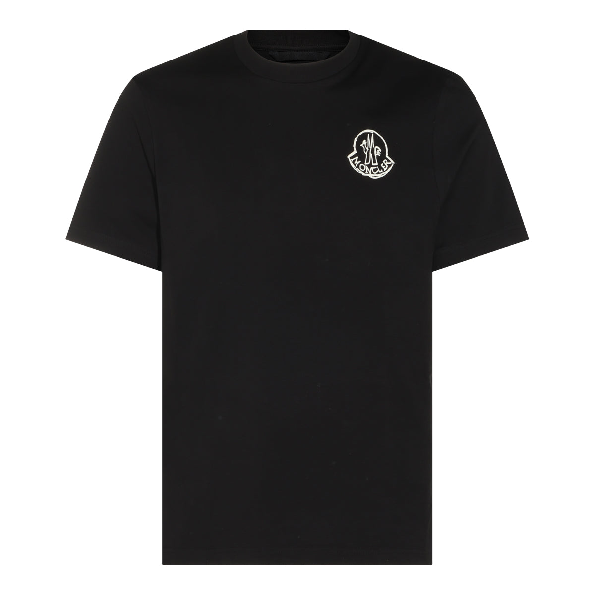 BLACK COTTON LOGO PATCH T-SHIRT