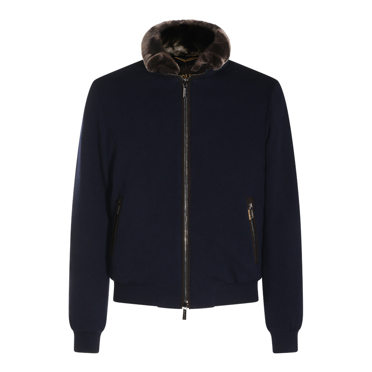 NAVY VIRGIN WOOL AND CASHMERE BLEND BELLATI CASUAL JACKET