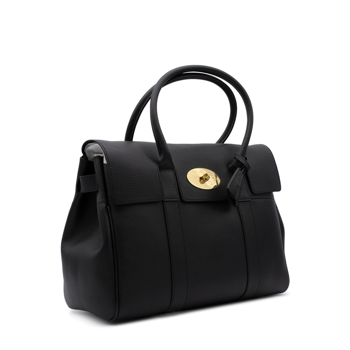 BLACK LEATHER BAYSWATER TOP HANDLE BAG