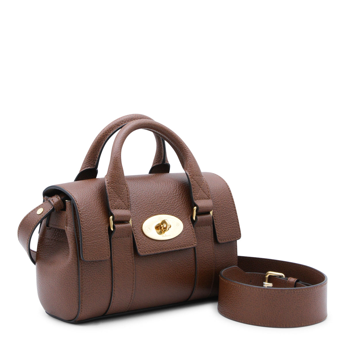 BROWN MINI HERITAGE TOP HANDLE BAG