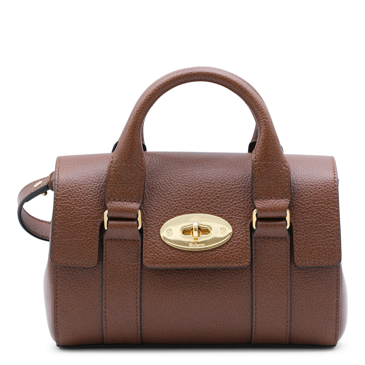 BROWN MINI HERITAGE TOP HANDLE BAG