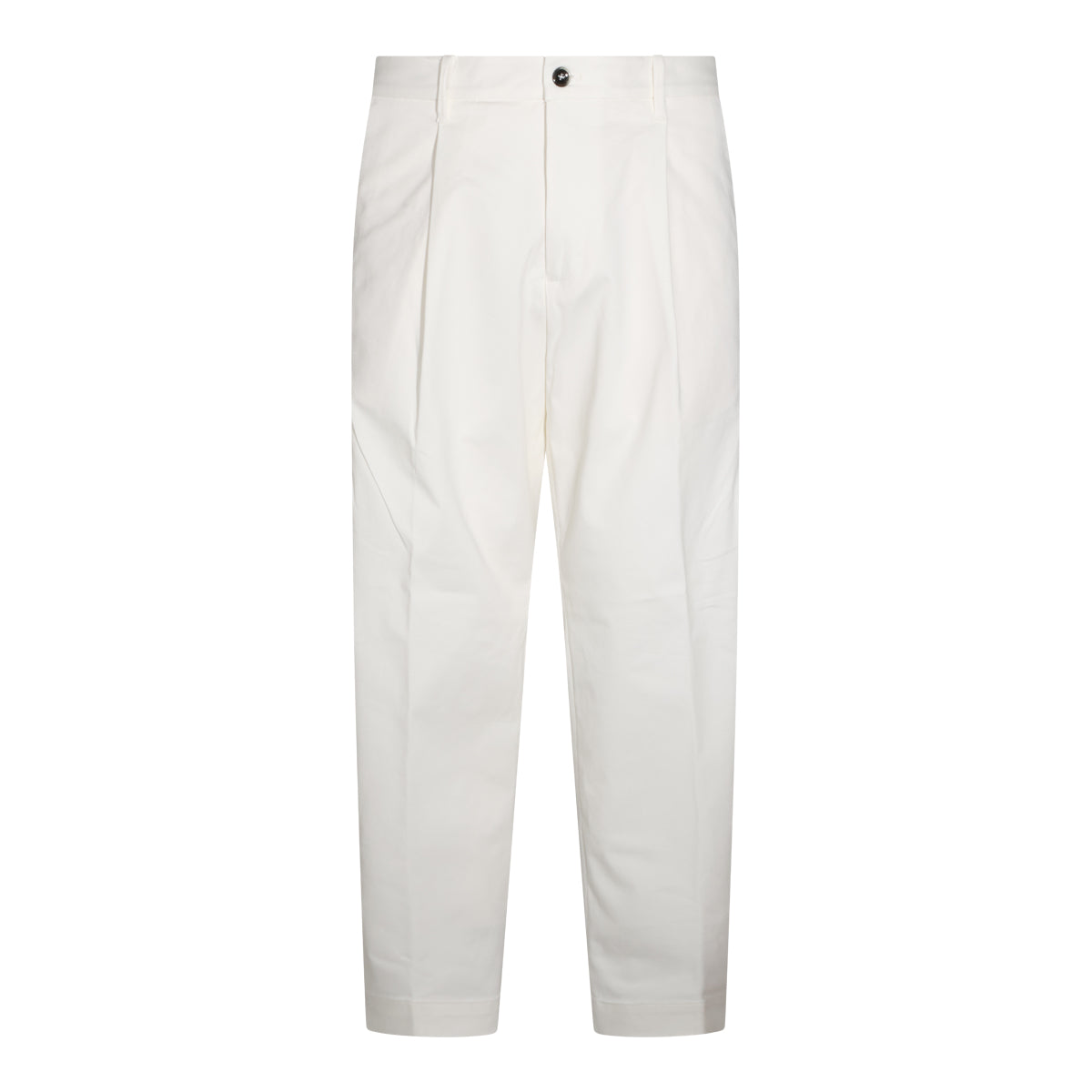 WHITE COTTON STRETCH PANTS