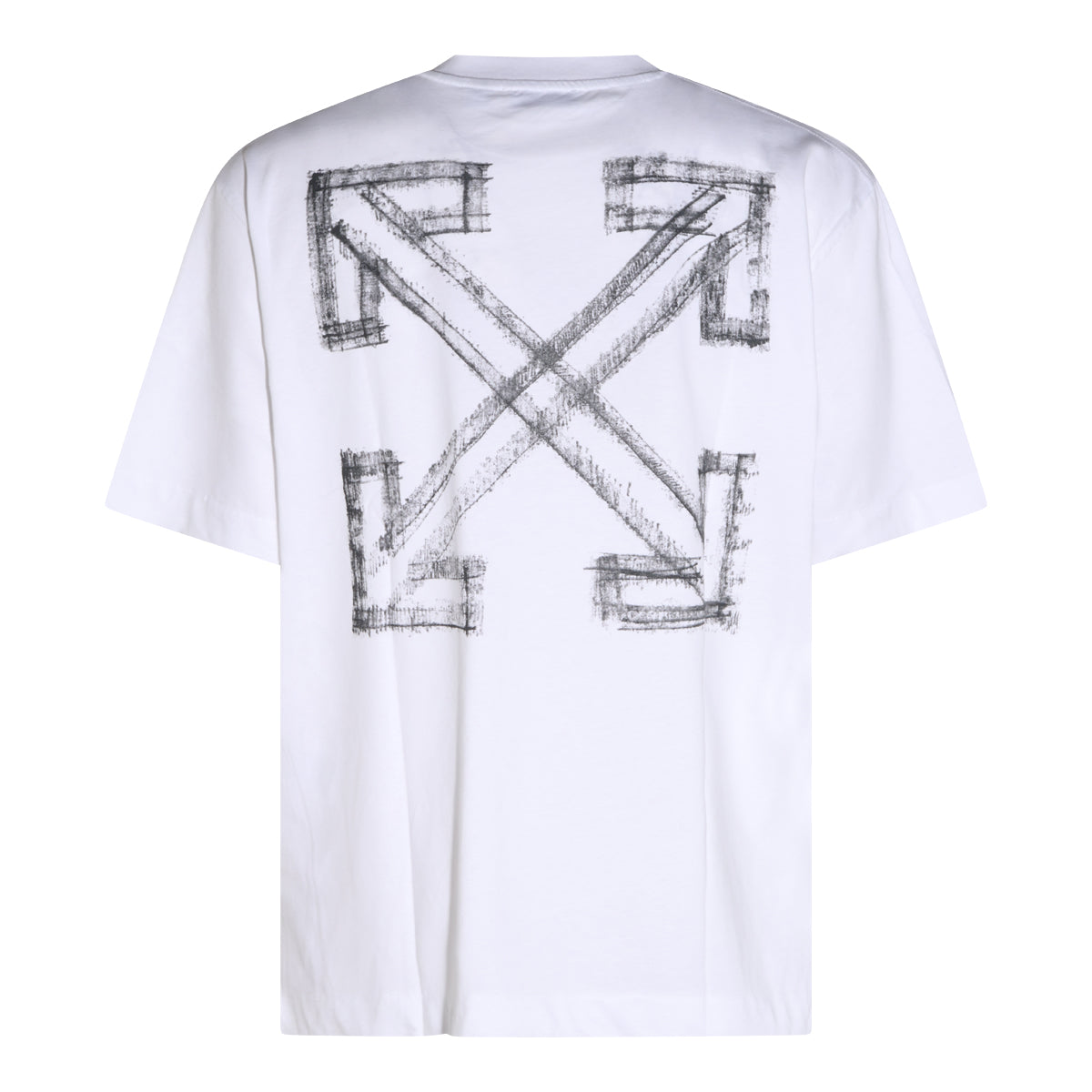 WHITE COTTON HALF ARROWS T-SHIRT