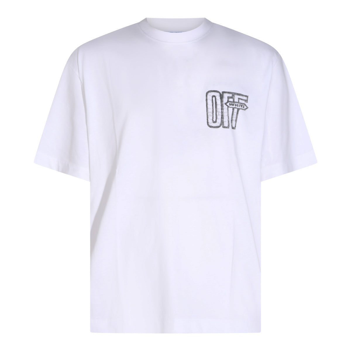 WHITE COTTON HALF ARROWS T-SHIRT