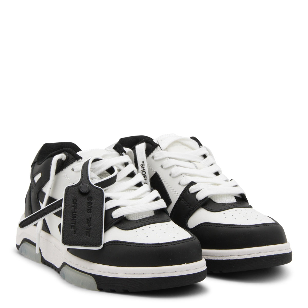 BLACK AND WHITE LEATHER OUT OF OFFICE SNEAKERS