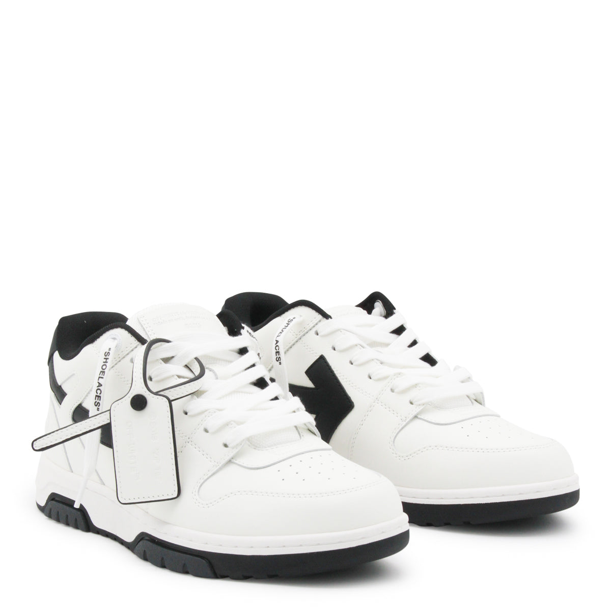 BLACK AND WHITE LEATHER OUT OF OFFICE SNEAKERS