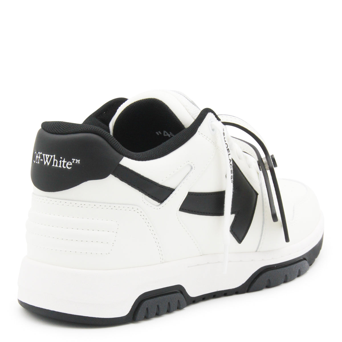 BLACK AND WHITE LEATHER OUT OF OFFICE SNEAKERS