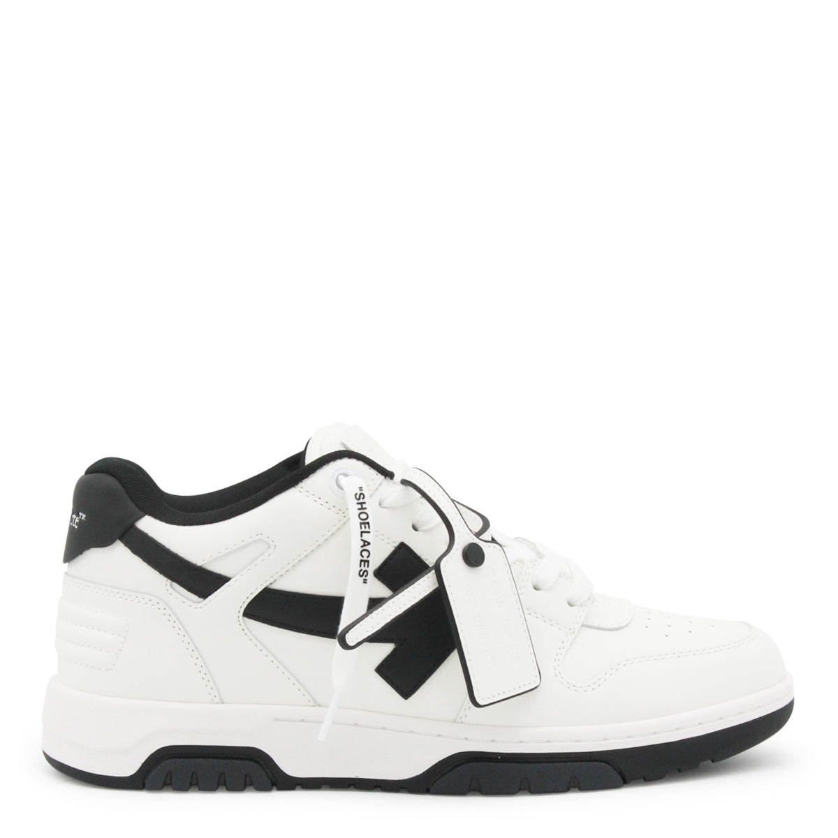 BLACK AND WHITE LEATHER OUT OF OFFICE SNEAKERS