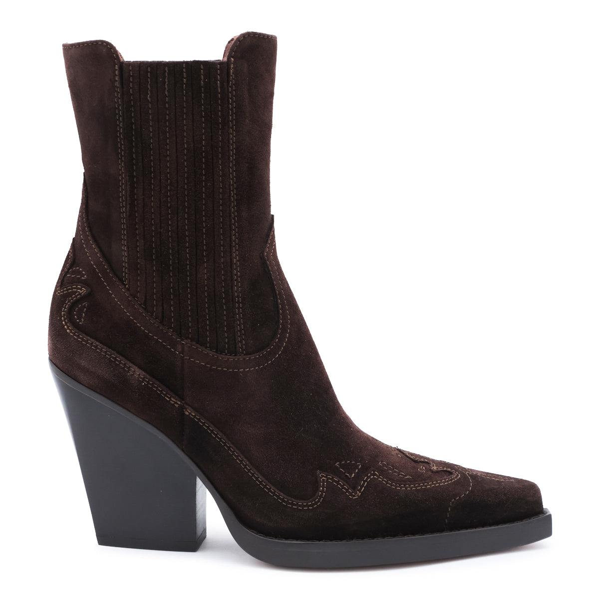 CHOCOLATE SUEDE DALLAS ANKLE BOOTS