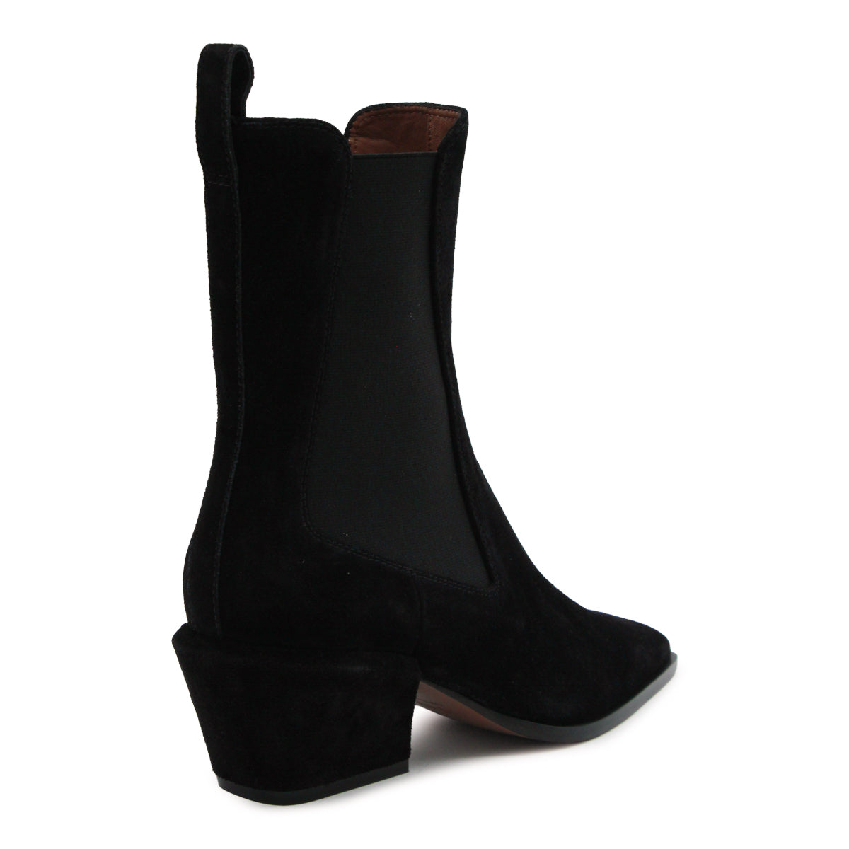 BLACK SUEDE BETTINA ANKLE BOOTS