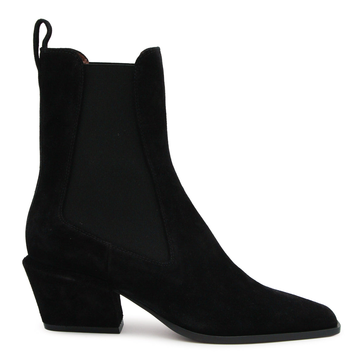 BLACK SUEDE BETTINA ANKLE BOOTS