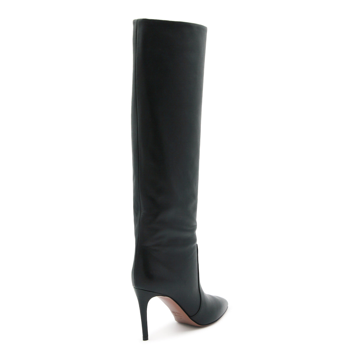 BLACK LEATHER STILETTO BOOTS