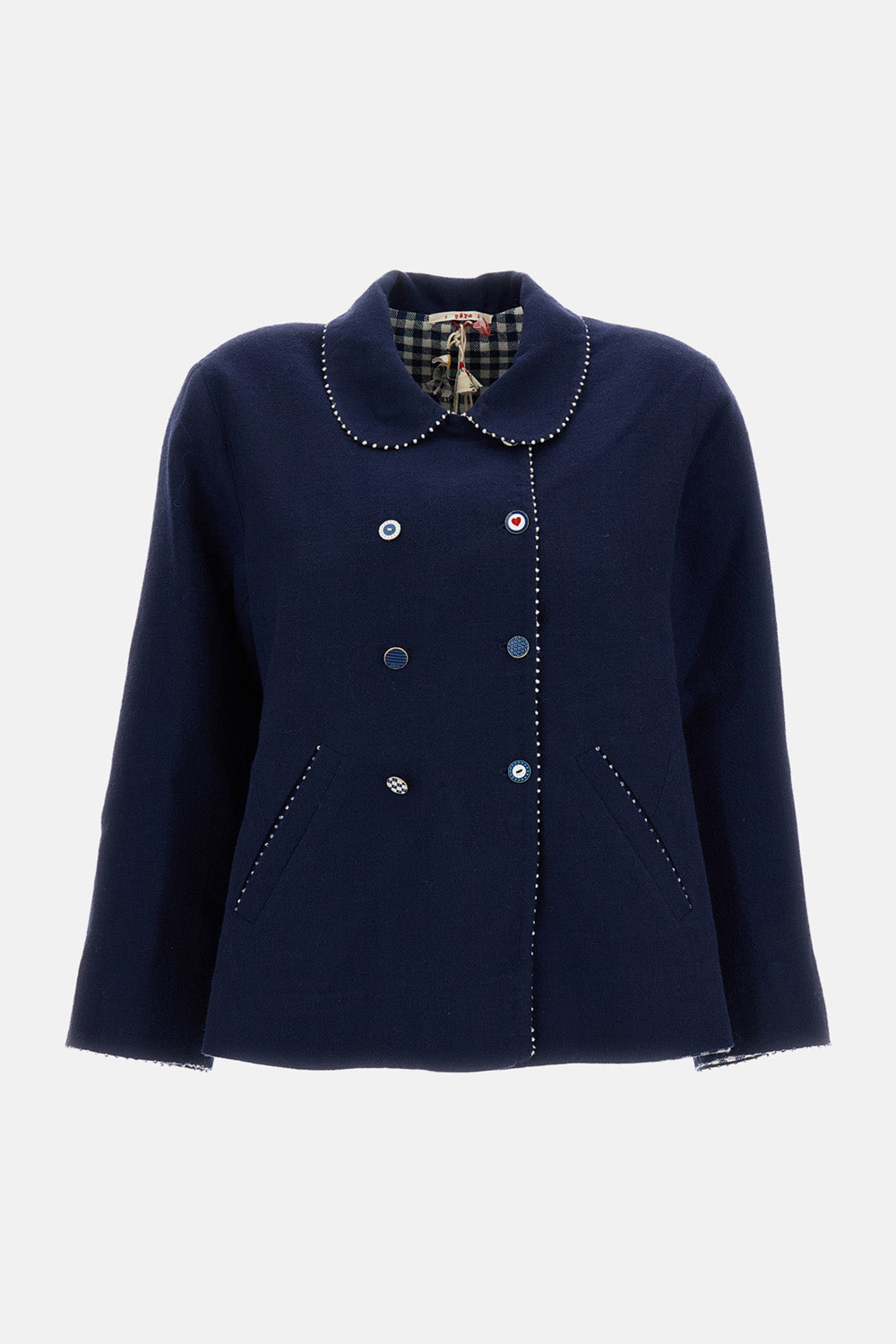 REVERSIBLE CROPPED DOUBLE-BREASTED WOOL JACKET