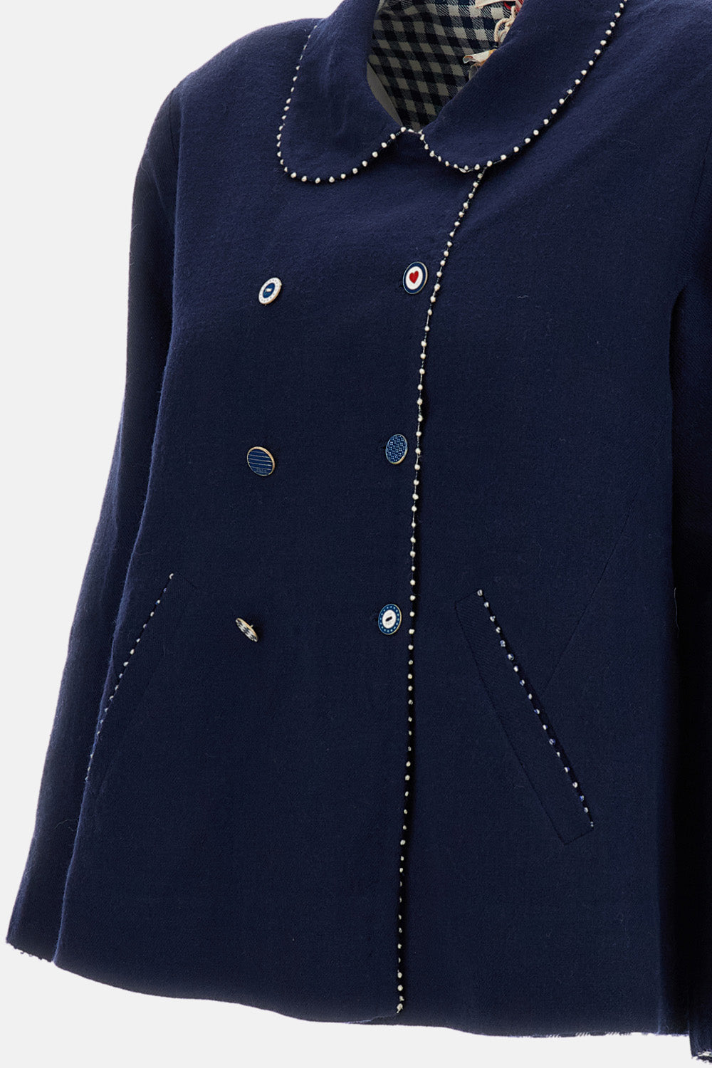 REVERSIBLE CROPPED DOUBLE-BREASTED WOOL JACKET