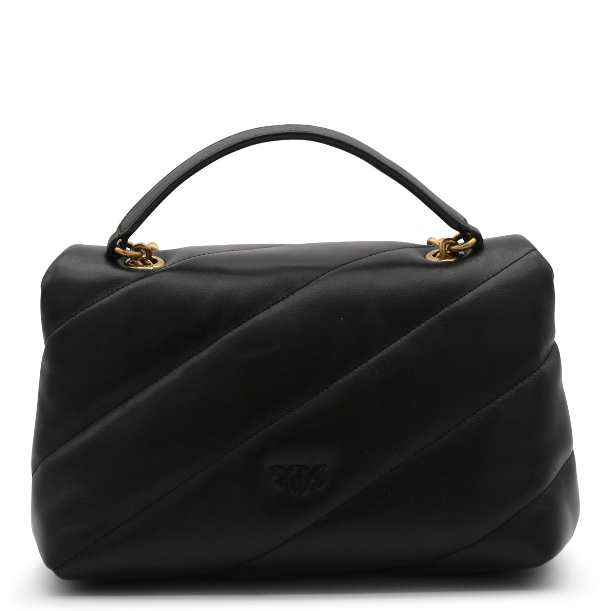 BLACK LEATHER LOVE CLASSIC PUFF CROSSBODY BAG