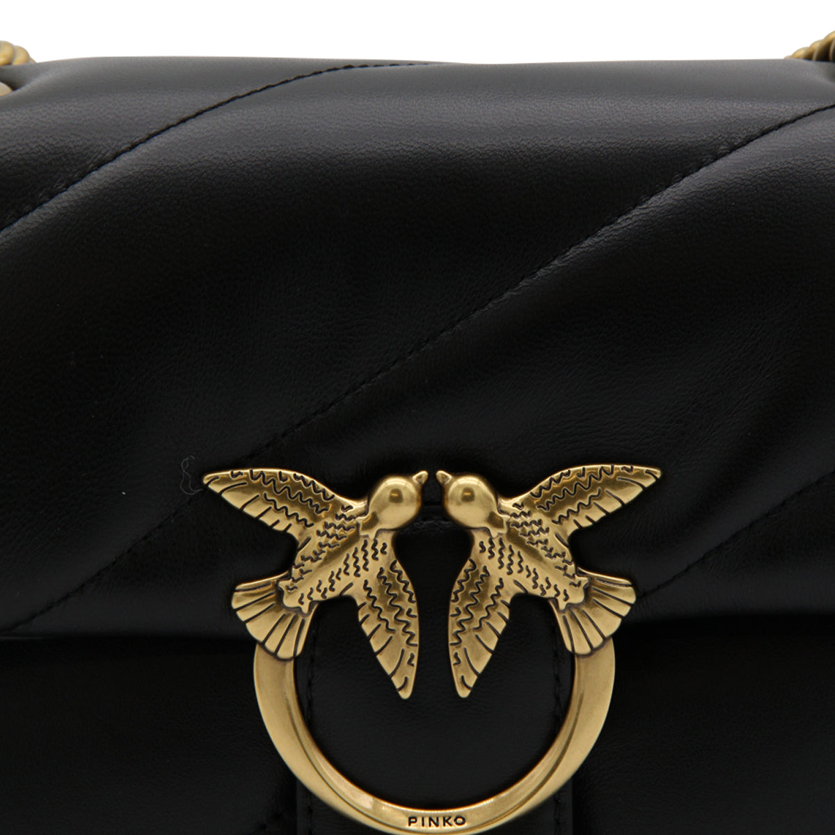 BLACK LEATHER LOVE CLASSIC PUFF CROSSBODY BAG