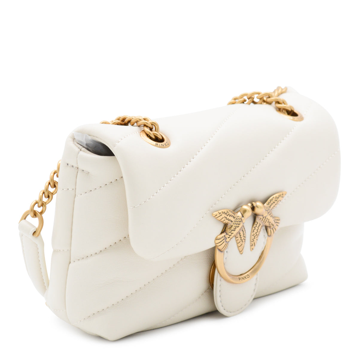 WHITE LEATHER LOVE PUFF BABY SHOULDER BAG