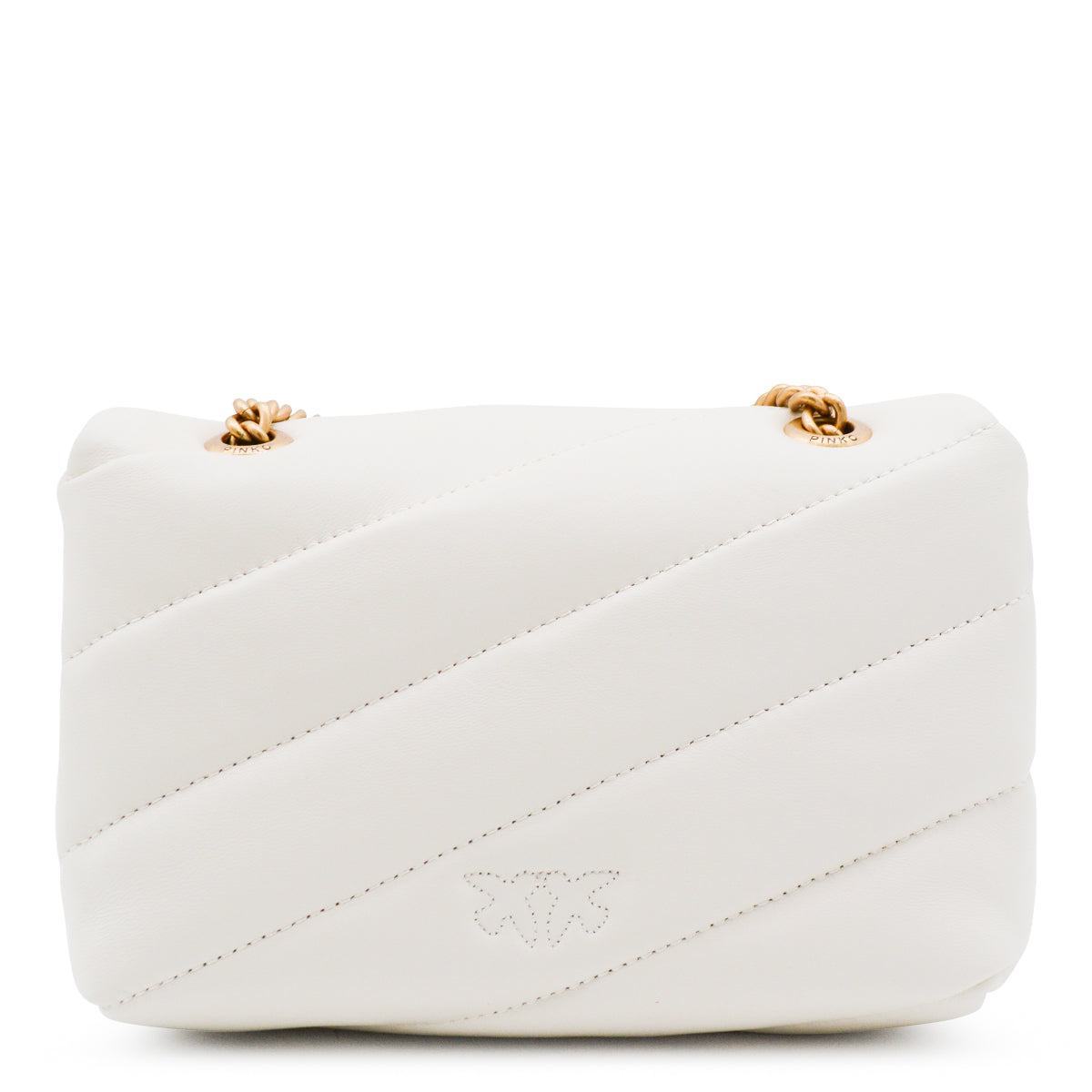 WHITE LEATHER LOVE PUFF BABY SHOULDER BAG