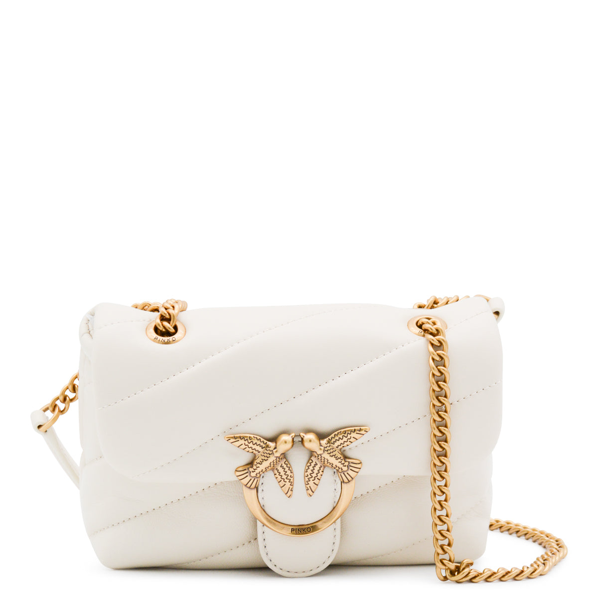 WHITE LEATHER LOVE PUFF BABY SHOULDER BAG