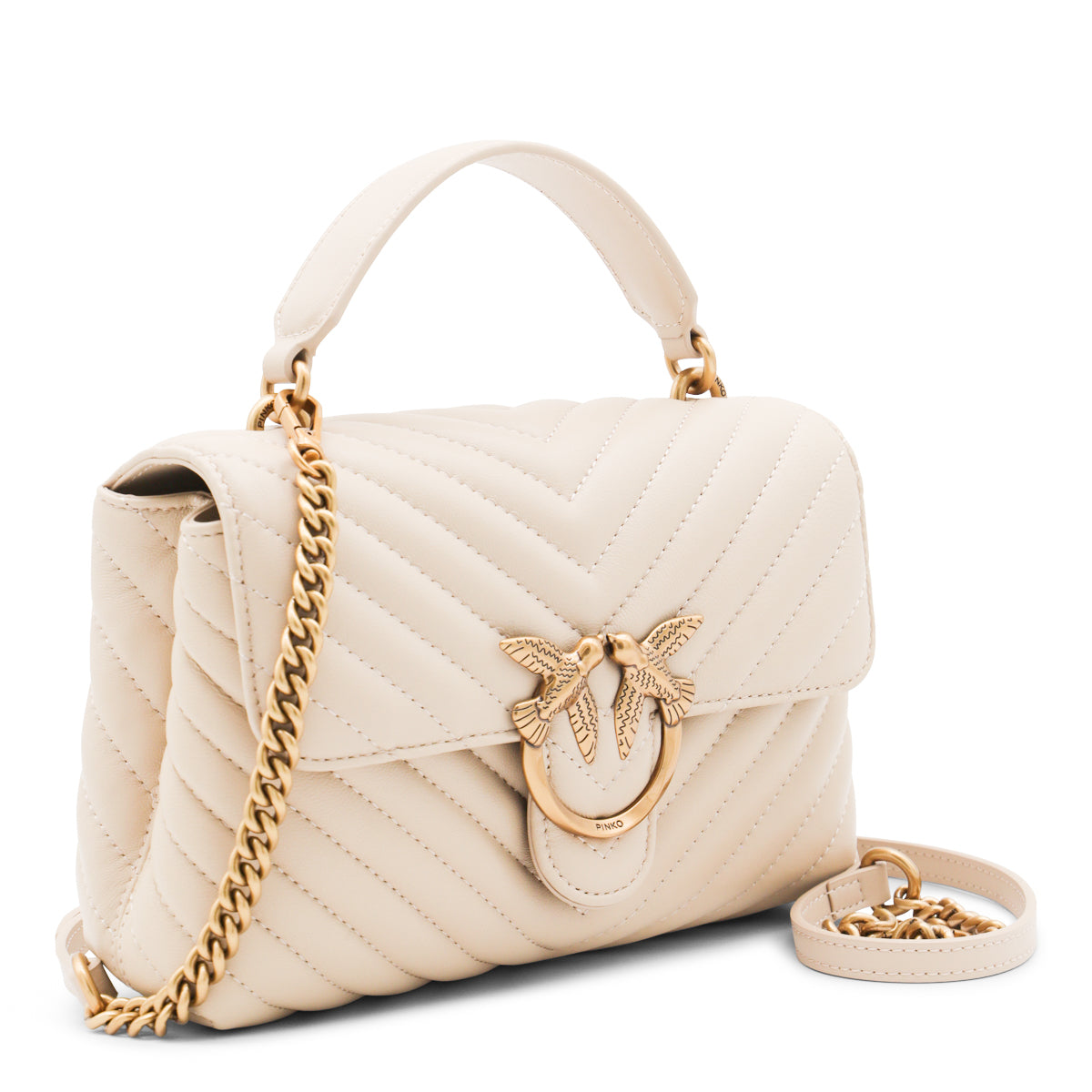 BEIGE LEATHER SHOULDER BAG