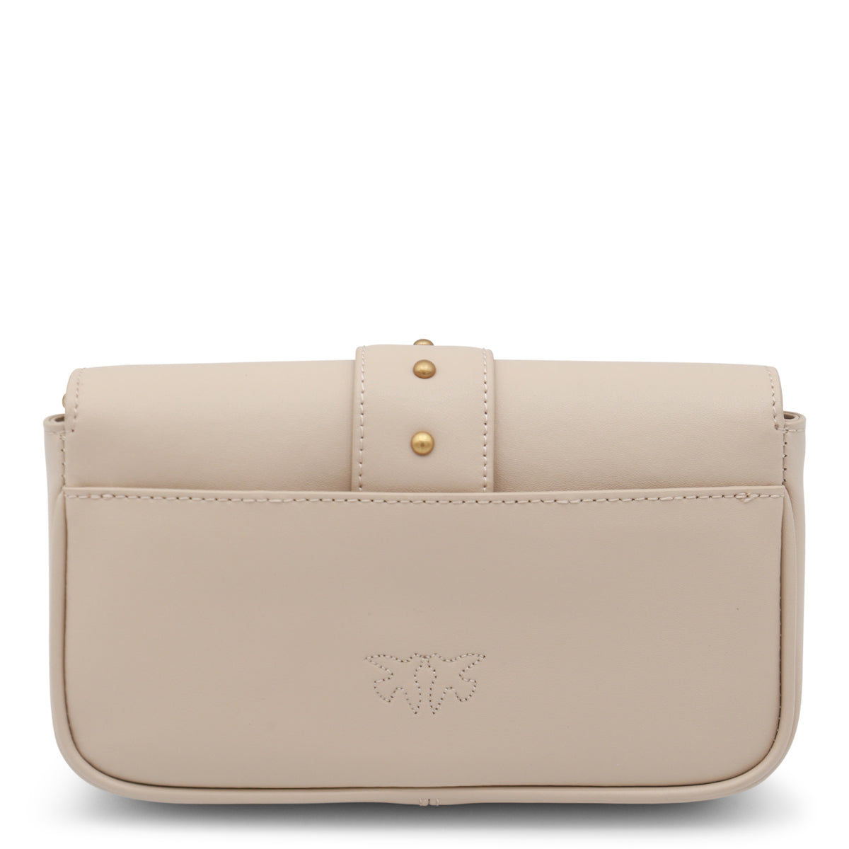 BEIGE LEATEHR LOVE ONE SIMPLY POCKET SHOULDER BAG