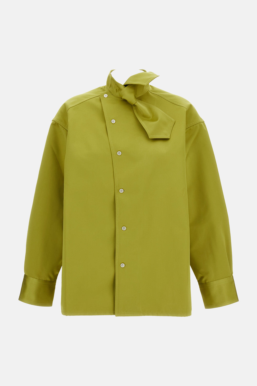 ASYMMETRIC SCARF-COLLAR DUCHESSE SHIRT