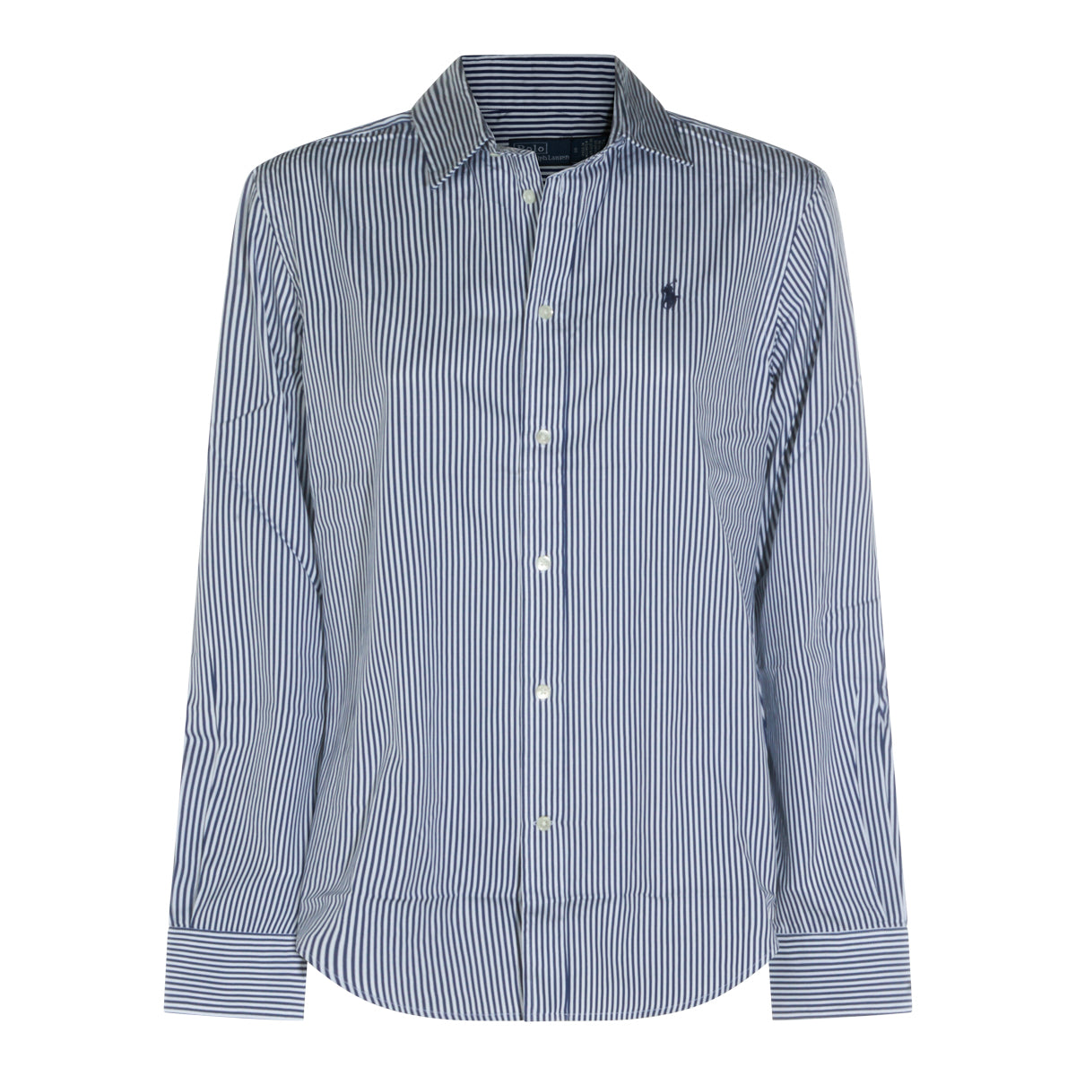 WHITE AND FALL ROYAL COTTON STRIPED SHIRT