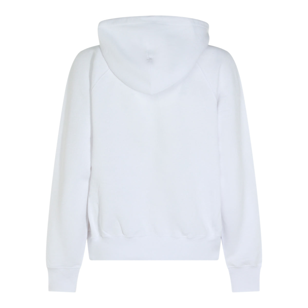 WHITE COTTON HOODED SWEATSHIRT