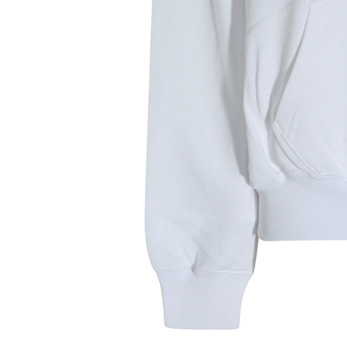 WHITE COTTON HOODED SWEATSHIRT