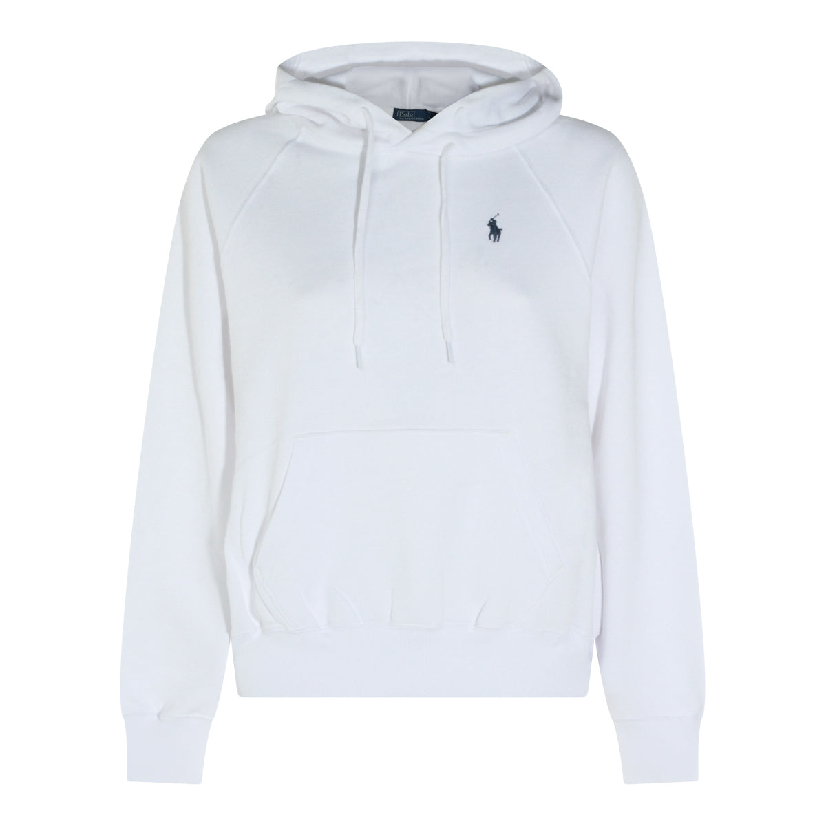 WHITE COTTON HOODED SWEATSHIRT