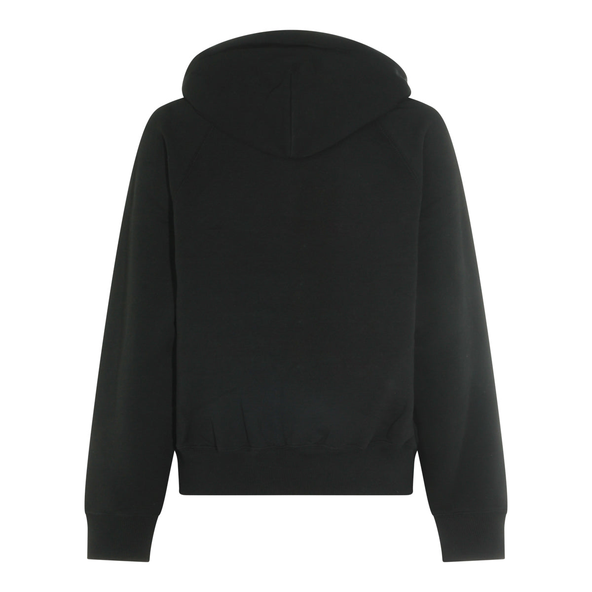 BLACK COTTON HOODED SWEATSHIRT