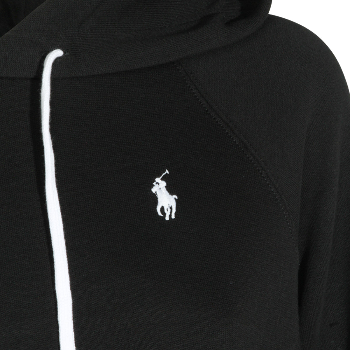 BLACK COTTON HOODED SWEATSHIRT