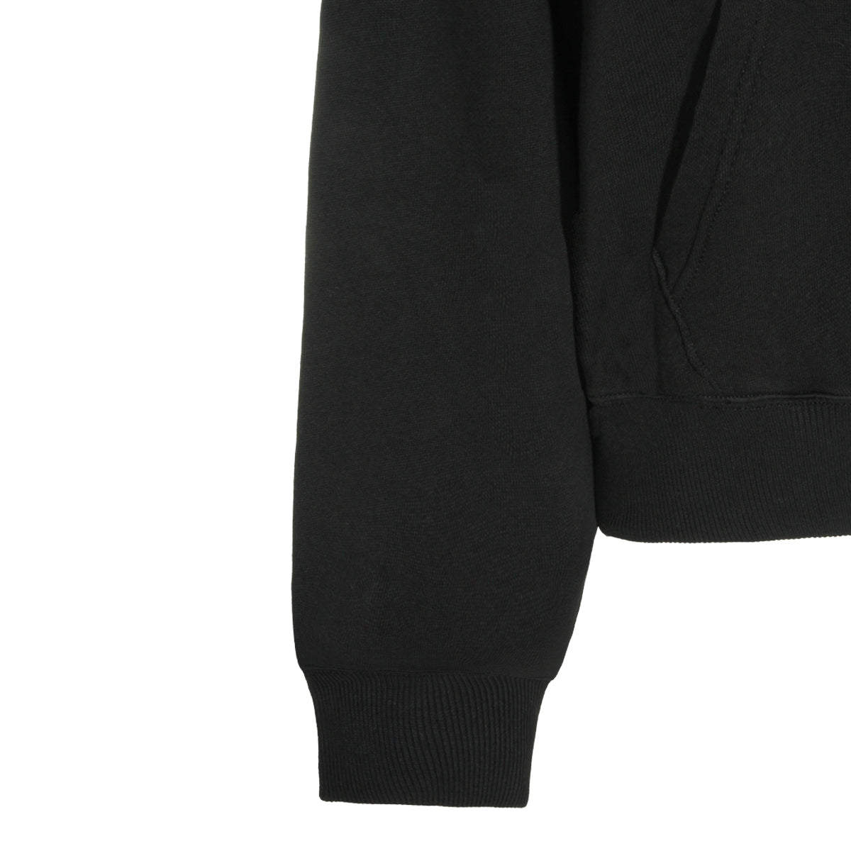 BLACK COTTON HOODED SWEATSHIRT