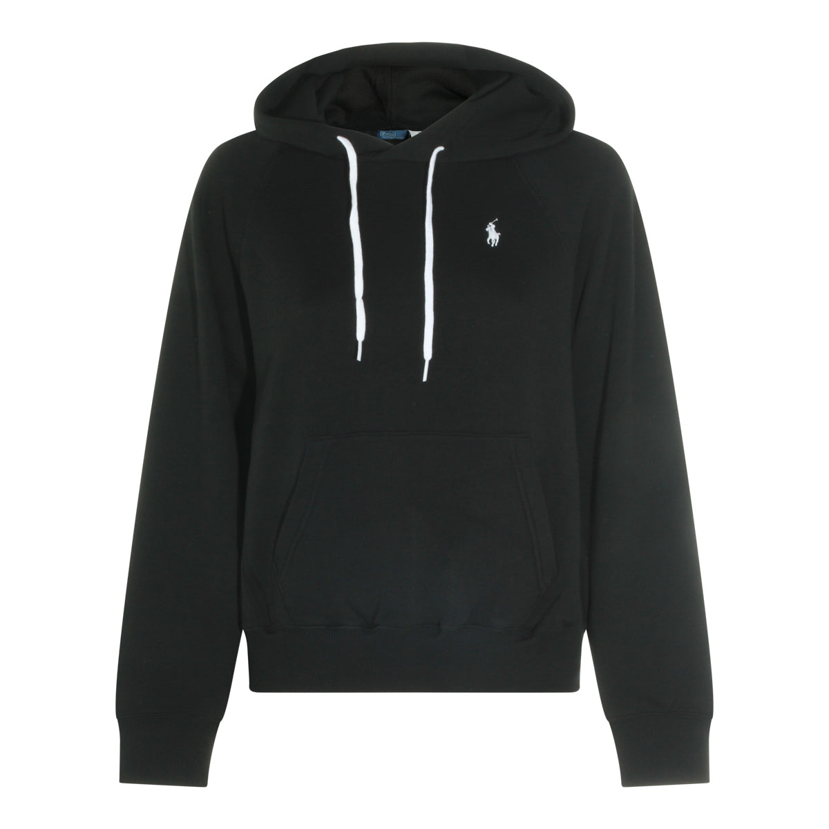 BLACK COTTON HOODED SWEATSHIRT