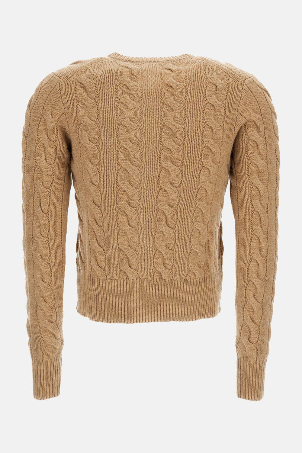 SHORT CABLE KNIT CREWNECK CARDIGAN