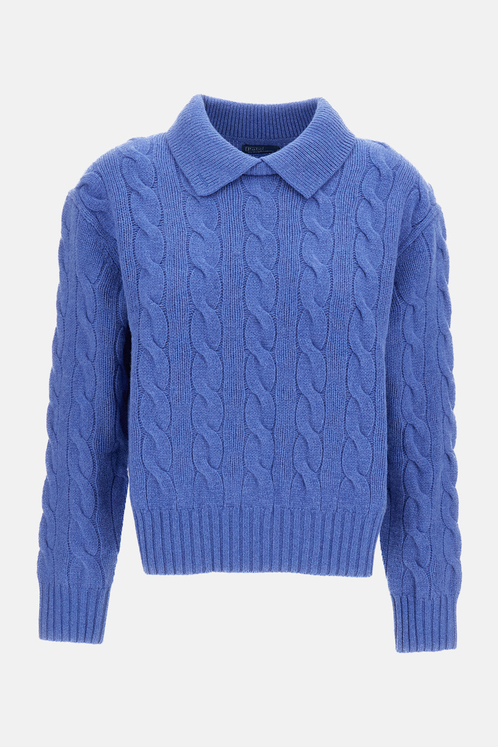 WOOL AND CASHMERE CABLE-KNIT POLO SWEATER