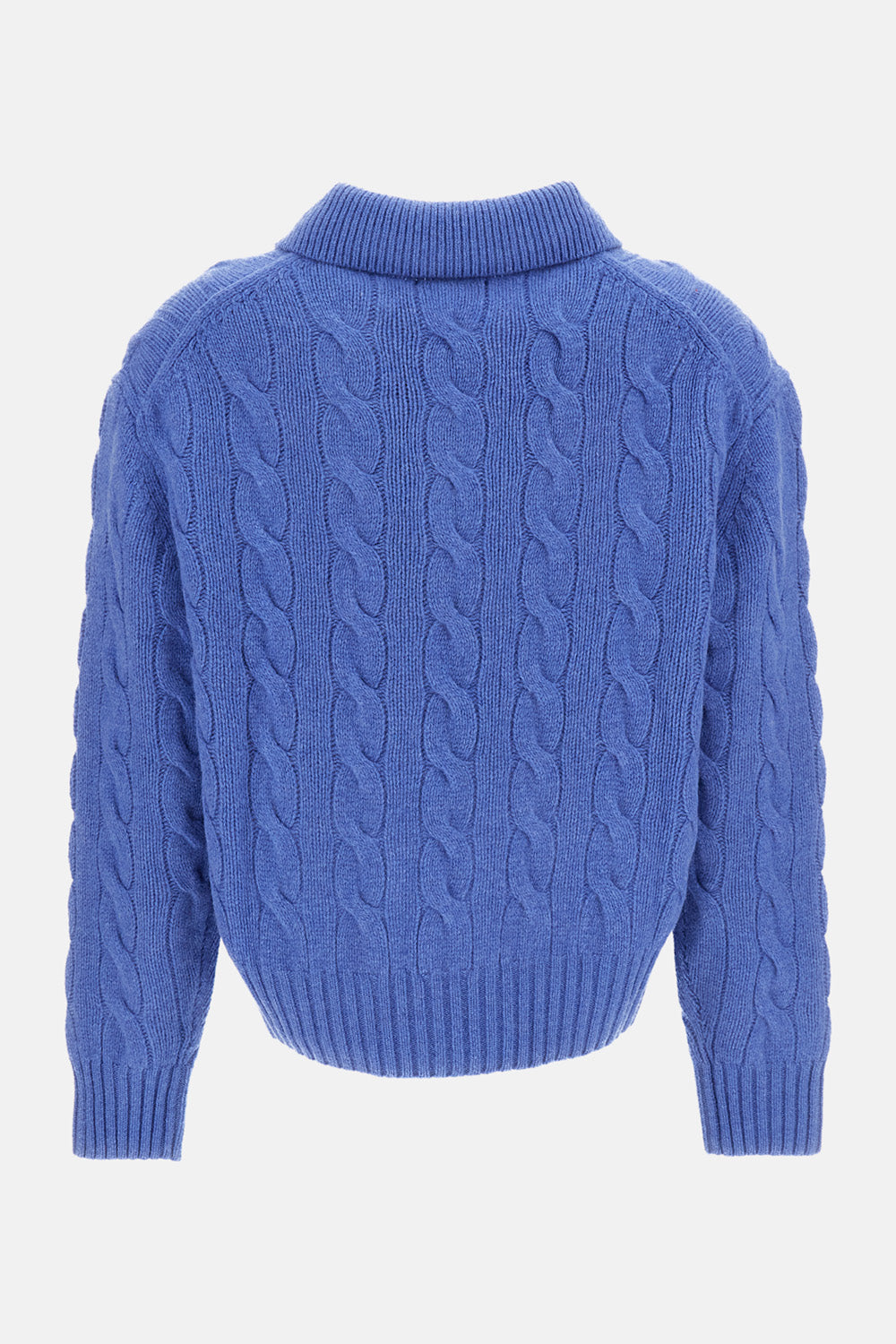 WOOL AND CASHMERE CABLE-KNIT POLO SWEATER